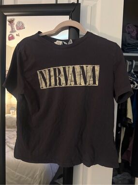 Nirvana Graphic Tee in Black with Distressed White Logo